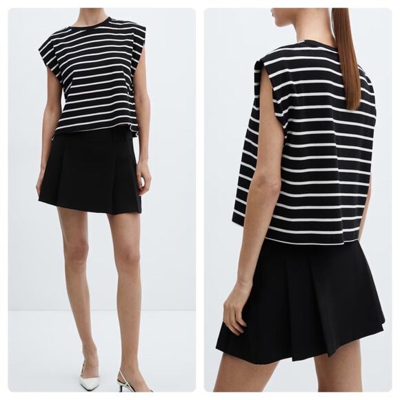 Mango Tops - Mango Shoulder pad striped t-shirt